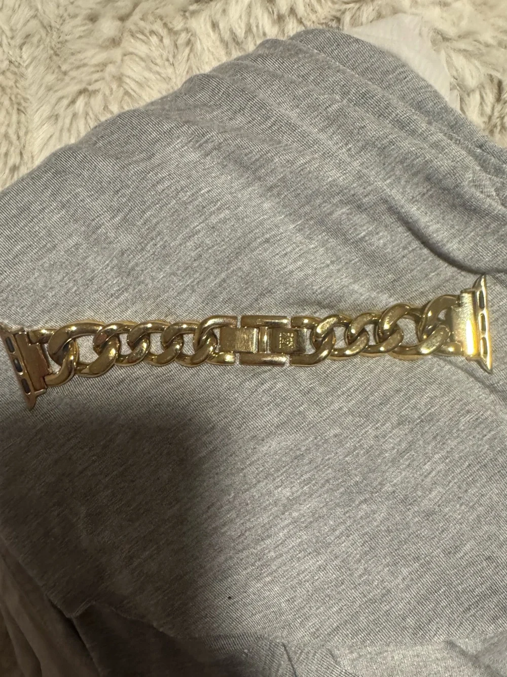 Anne Klein Gold Tone Chunky Link Apple Watch Band 42/44/45
